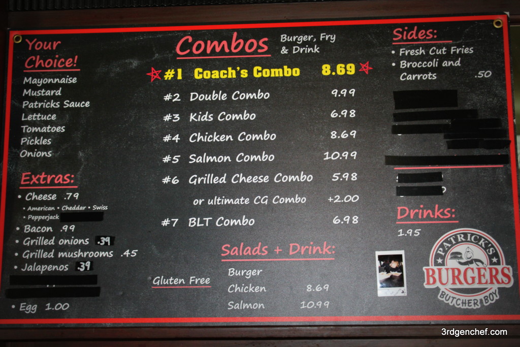 Patrick Reed Menu The Park at West End, Fort Smith, Arkansas (Patrick’s Burgers ...